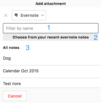 Прикрепление Evernote к проекту