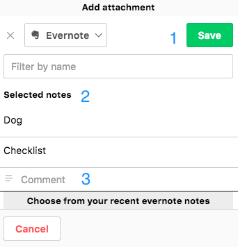 Attaching Evernote to project