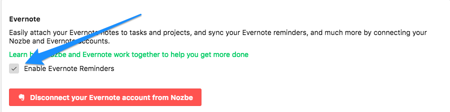 Turn off Evernote Reminders integration