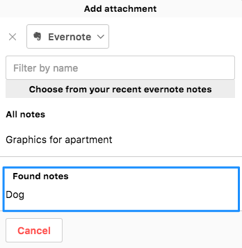 Прикрепление Evernote к проекту