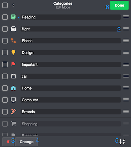 Catégories - Mode modification