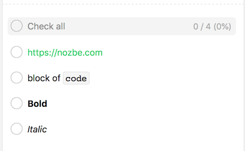 checklist markdown