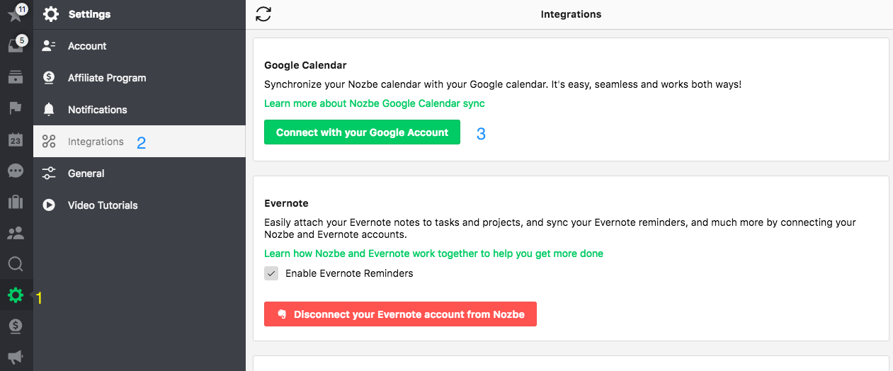 Evernote google calendar