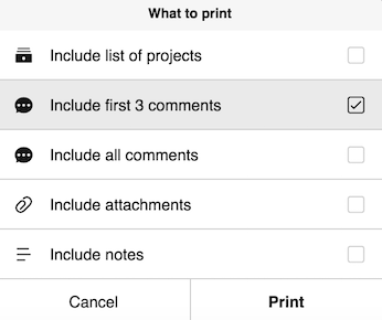 print options all comments