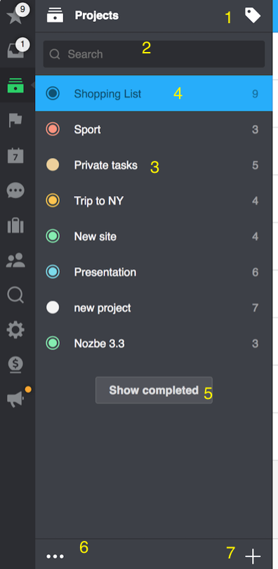 Project List icons