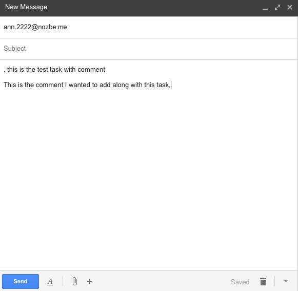 Une tâche simple avec des commentaires dans le corps d'un mail
